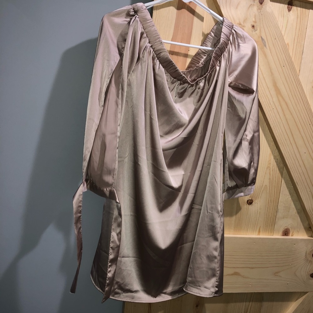 Metallic/gold off the shoulder dress